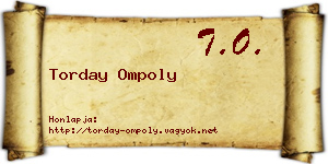 Torday Ompoly névjegykártya